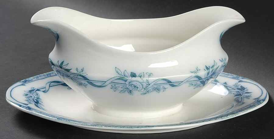Tokio Transferware Gravy Boat with Attached Underplate by Johnson Brothers-1