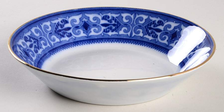 The Trieste (Flow Blue, Gold Trim) Coupe Soup Bowl by Johnson Brothers-1