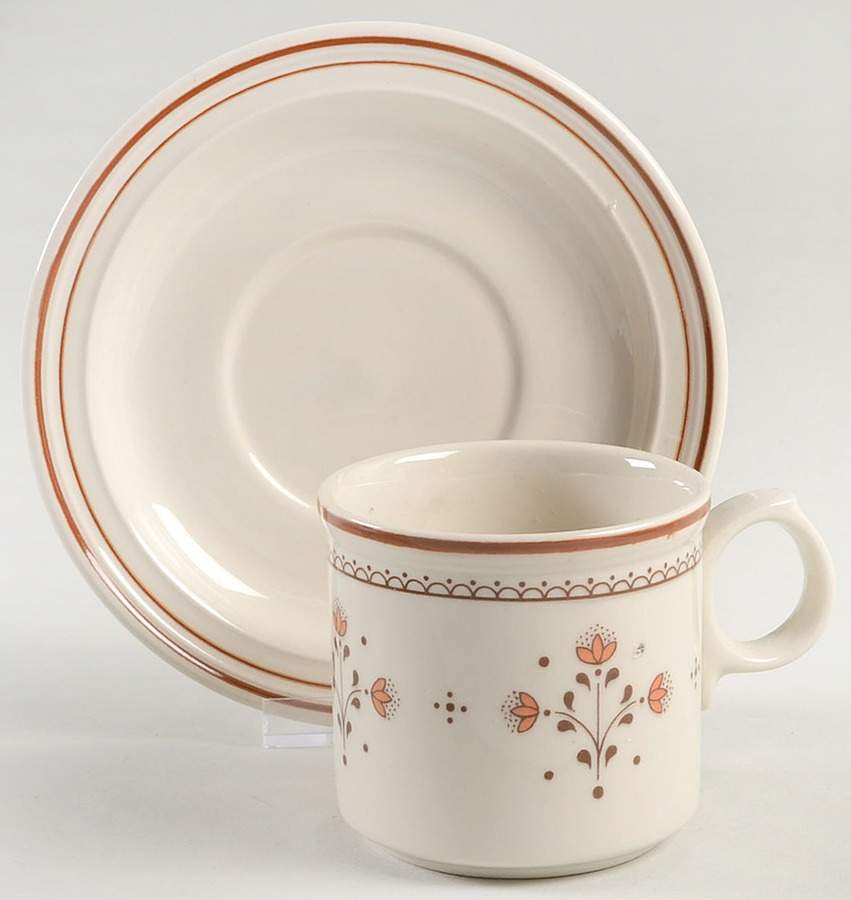 Tudor Flowers Flat Cup & Saucer Set by Johnson Brothers-1