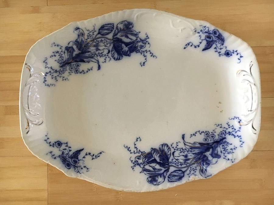Tulip (Flow Blue) 16" Oval Serving Platter by Johnson Brothers-1