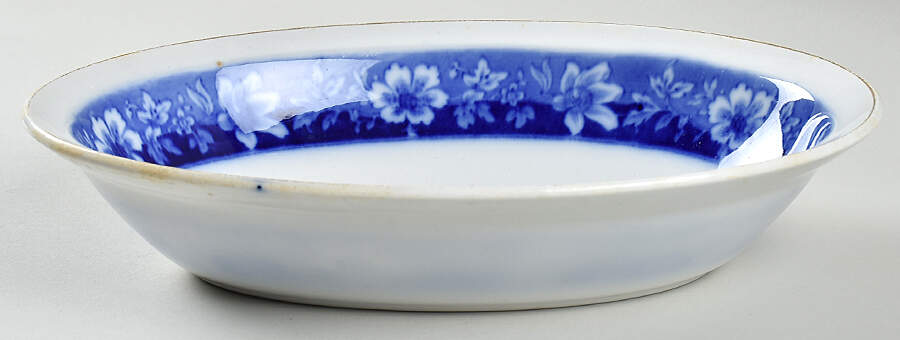 Turin Blue (Flow Blue) 10" Oval Vegetable Bowl by Johnson Brothers-1