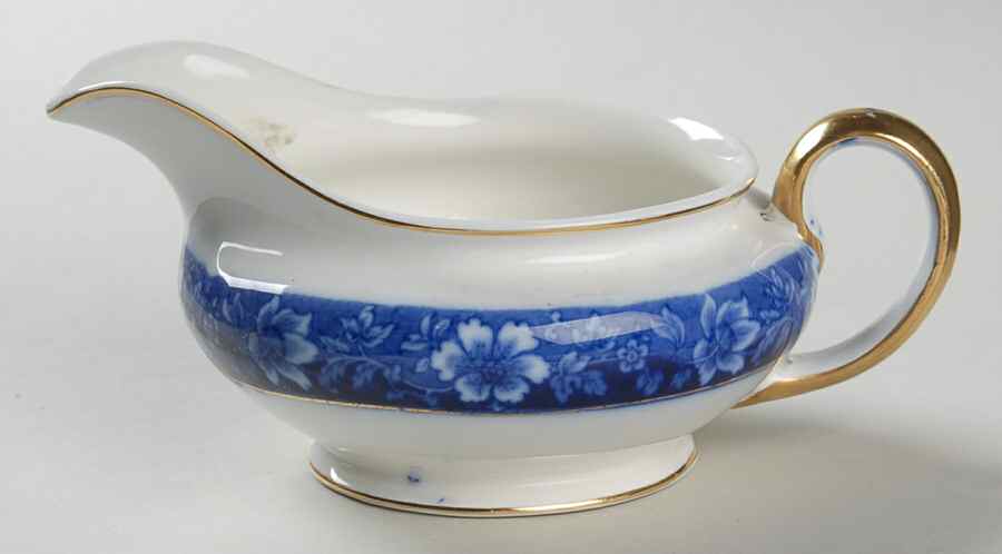 Turin Blue (Flow Blue) Gravy Boat by Johnson Brothers-1