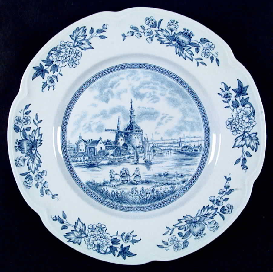Tulip Time Blue (Blue Background) Dinner Plate by Johnson Brothers-1