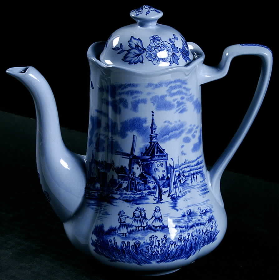 Tulip Time Blue (Blue Background) Coffee Pot & Lid by Johnson Brothers-1