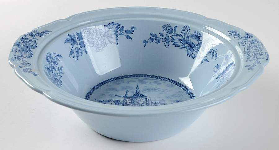 Tulip Time Blue (Blue Background) Round Vegetable No Lid by Johnson Brothers-1