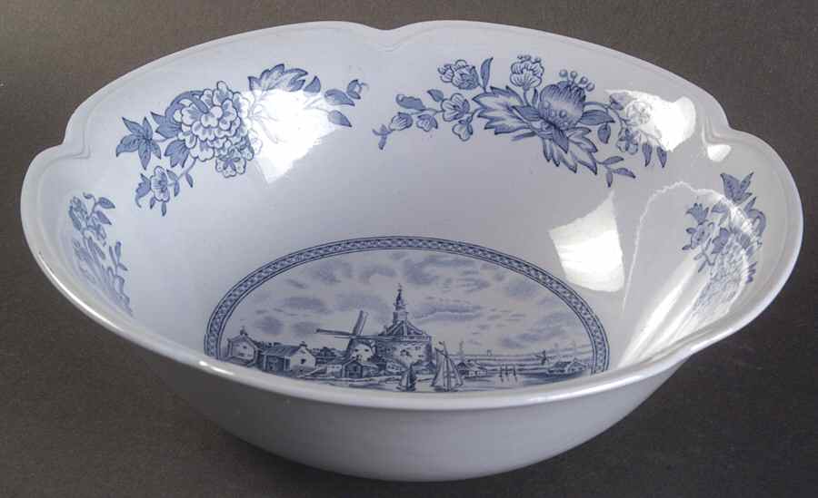 Tulip Time Blue (Blue Background) 8" Round Vegetable Bowl by Johnson Brothers-1