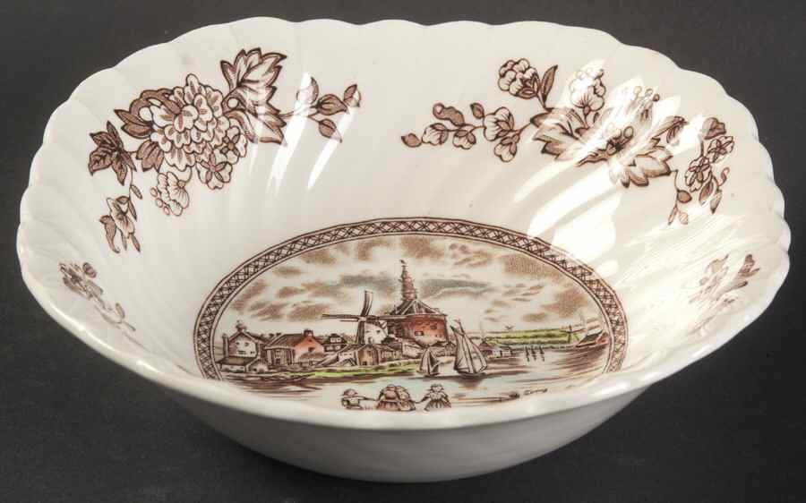 Tulip Time Brown Multicolor Square Cereal Bowl by Johnson Brothers-1