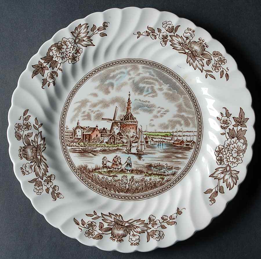 Tulip Time Brown Multicolor Luncheon Plate by Johnson Brothers-1