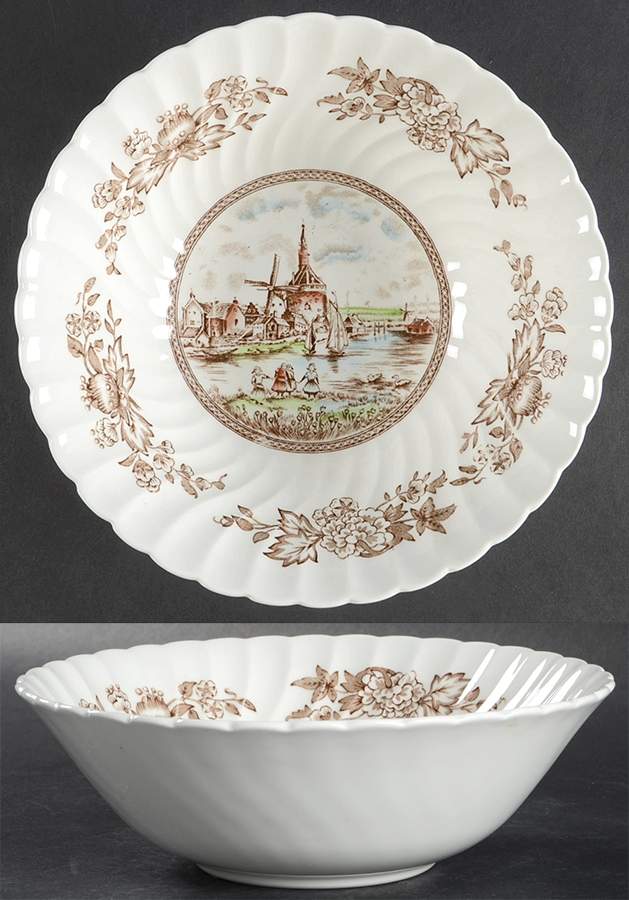 Tulip Time Brown Multicolor 8" Round Vegetable Bowl by Johnson Brothers-1