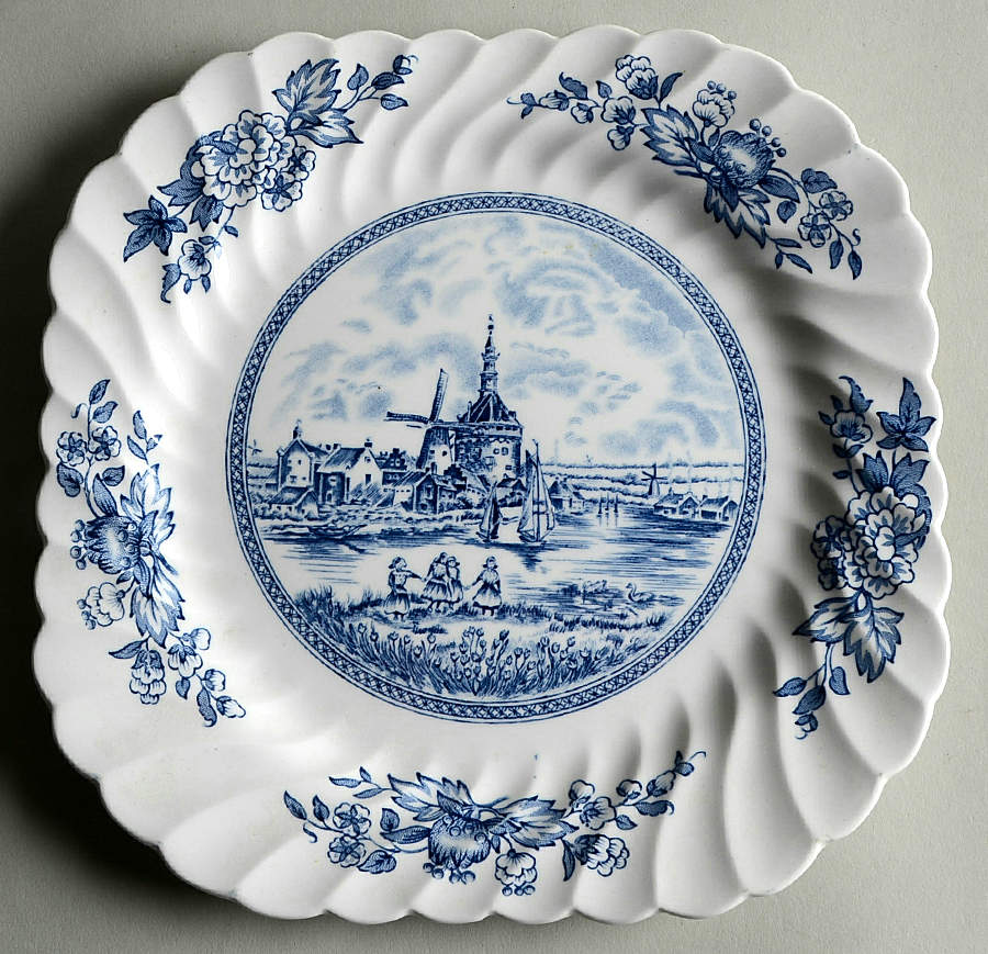 Tulip Time Blue (White Background) Square Luncheon Plate by Johnson Brothers-1