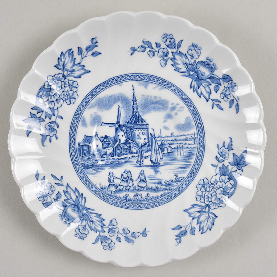 Tulip Time Blue (White Background) Saucer for Flat Cup by Johnson Brothers-1