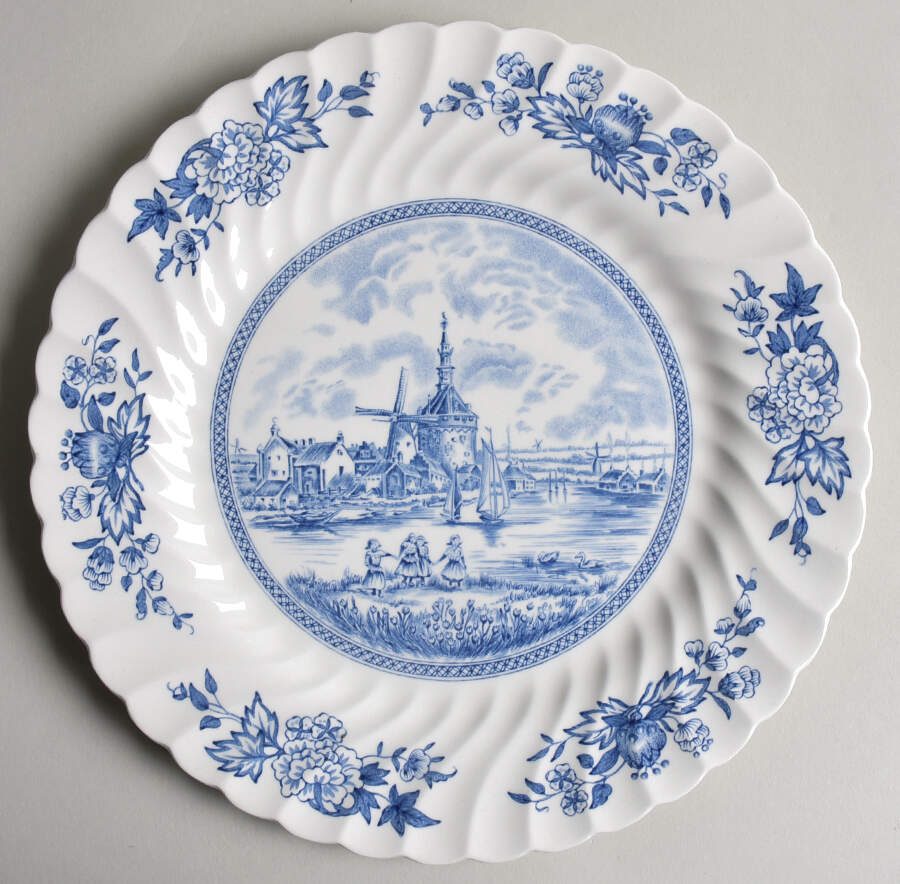 Tulip Time Blue (White Background) Dinner Plate by Johnson Brothers-1