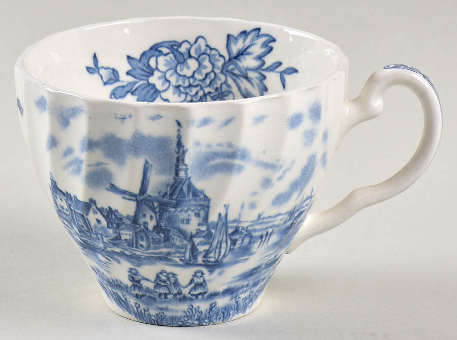 Tulip Time Blue (White Background) Flat Cup by Johnson Brothers-1