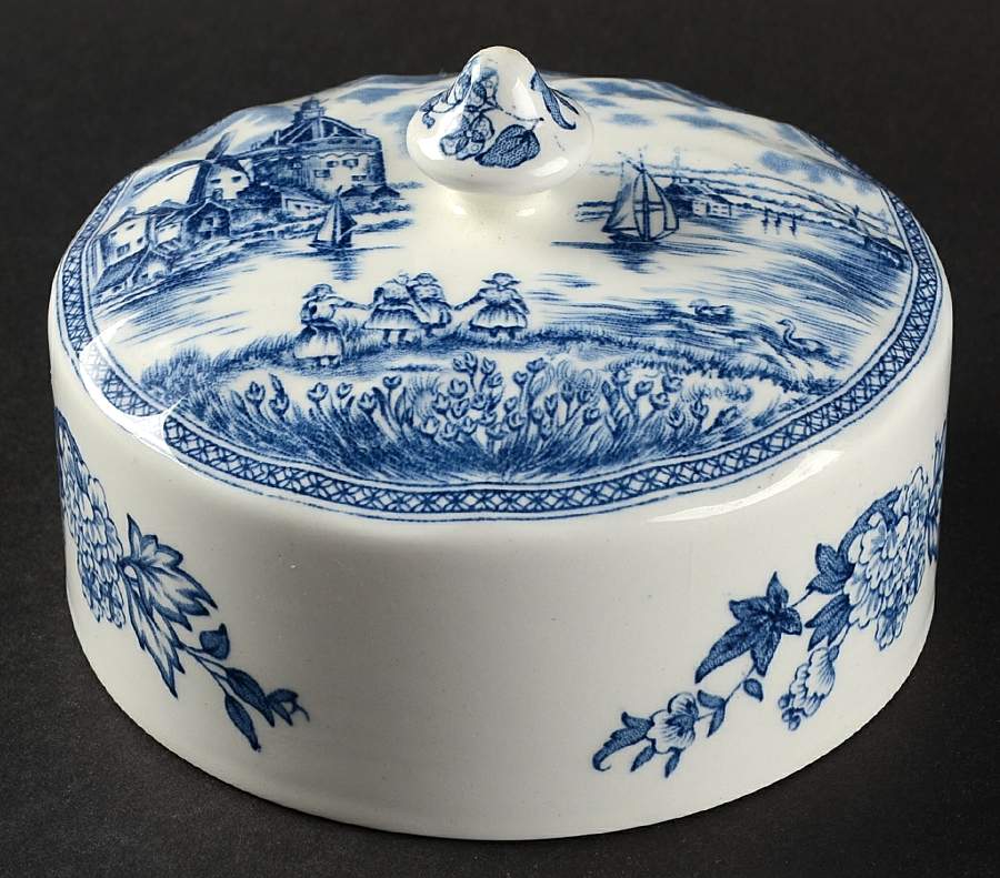 Tulip Time Blue (White Background) Lid for Round Butter by Johnson Brothers-1
