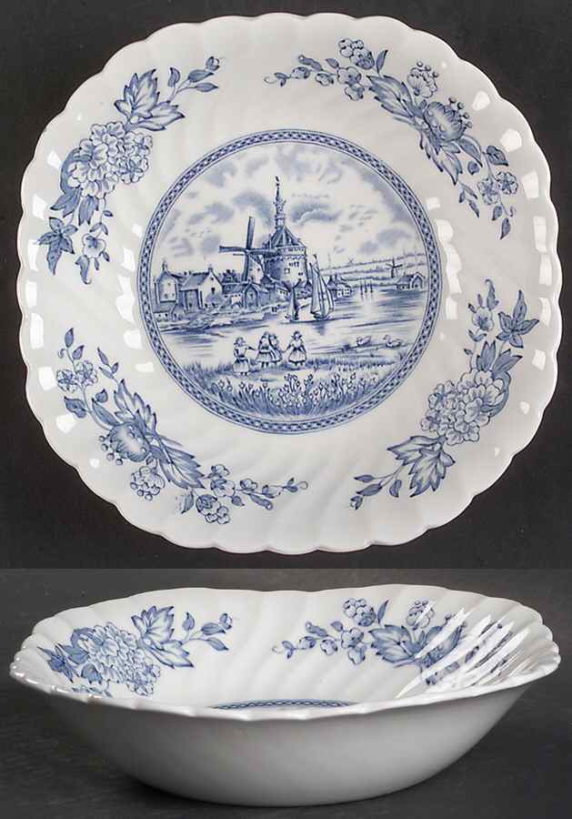 Tulip Time Blue (White Background) Square Soup Bowl by Johnson Brothers-1