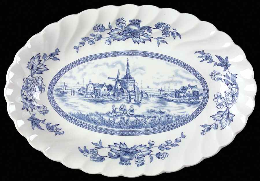 Tulip Time Blue (White Background) Relish/Gravy Underplate by Johnson Brothers-1