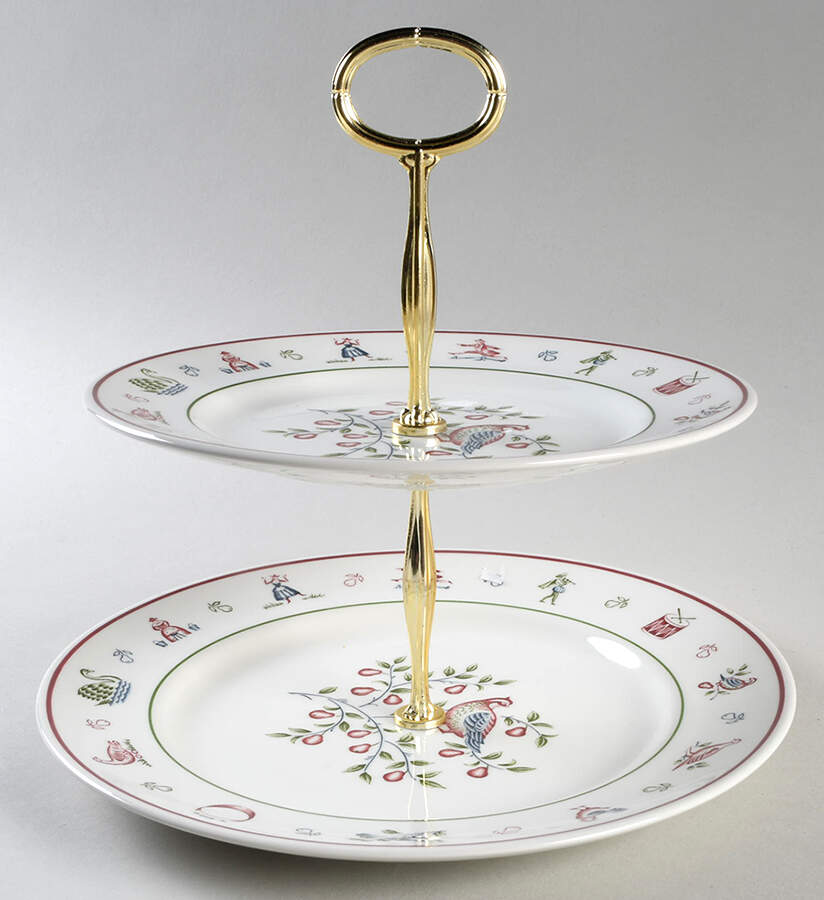 Twelve Days of Christmas 6 5/8"-10"  2 Tiered Serving Tray (Dp, Sp) HC by Johnson Brothers-1