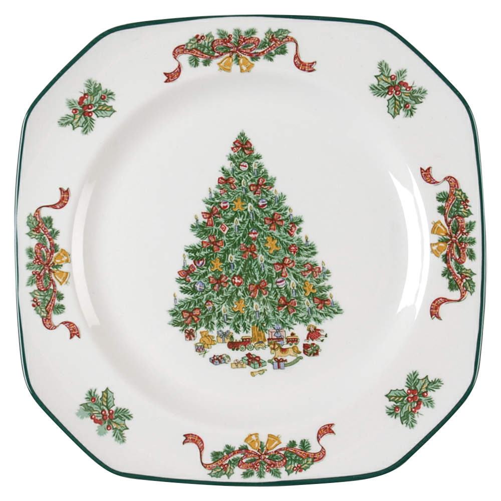 Victorian Christmas ("Made in England") Square Salad Plate by Johnson Brothers-1