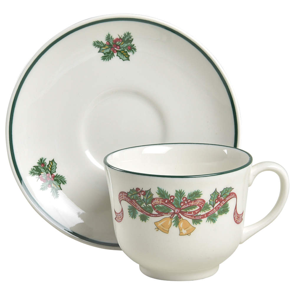 Victorian Christmas ("Made in England") Footed Cup & Saucer Set by Johnson Brothers-1