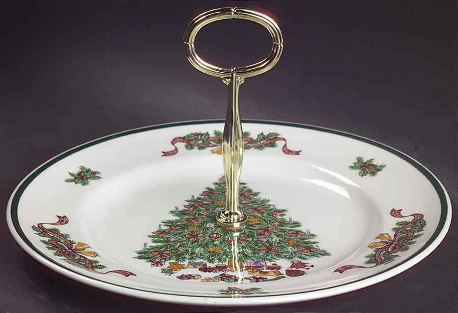 Victorian Christmas ("Made in England") Round Serving Plate with Handle (DP) by Johnson Brothers-1