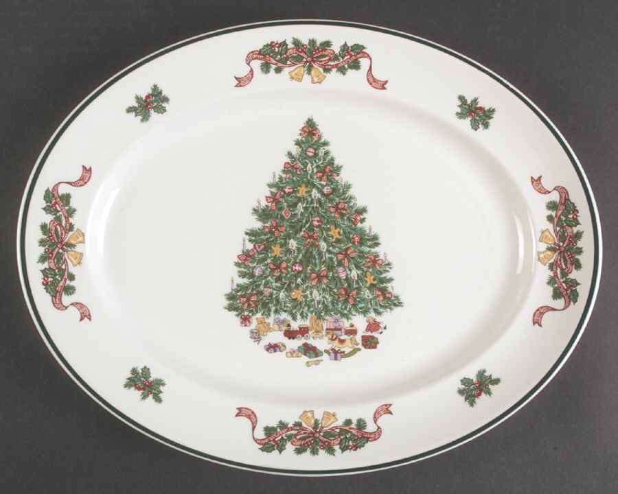Victorian Christmas ("Made in England") 13" Oval Serving Platter by Johnson Brothers-1