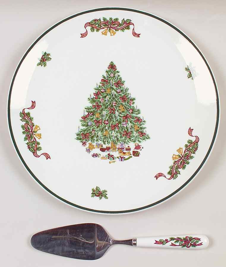 Victorian Christmas ("Made in England") Cake Plate and Server (Boxed Set) by Johnson Brothers-1