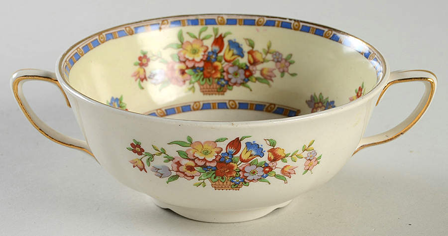 Victoria (Floral Basket) Footed Cream Soup Bowl by Johnson Brothers-1