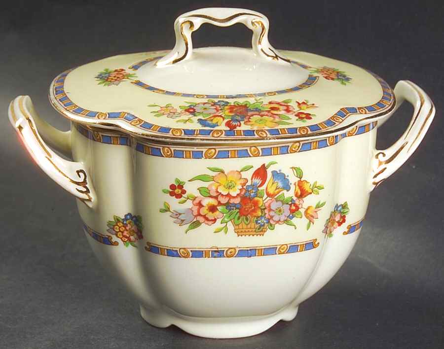 Victoria (Floral Basket) Sugar Bowl & Lid by Johnson Brothers-1