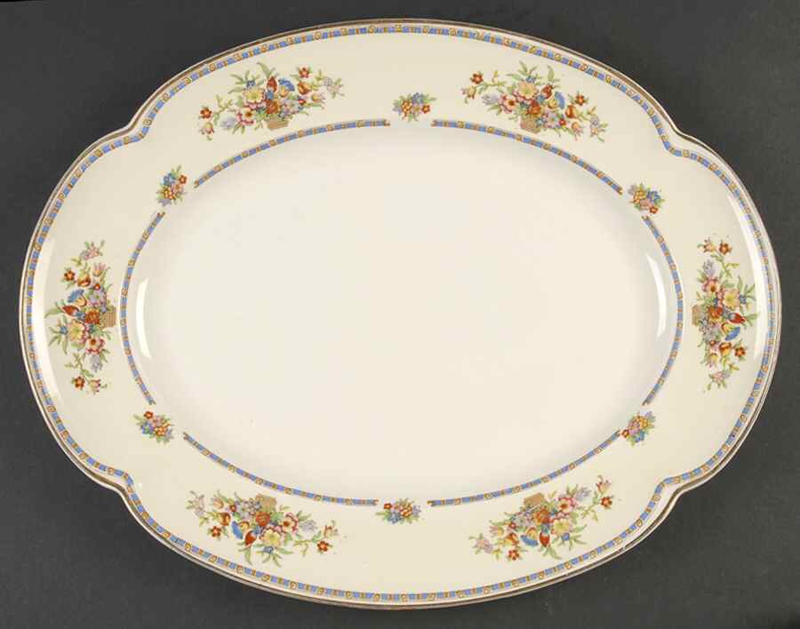Victoria (Floral Basket) 14" Oval Serving Platter by Johnson Brothers-1