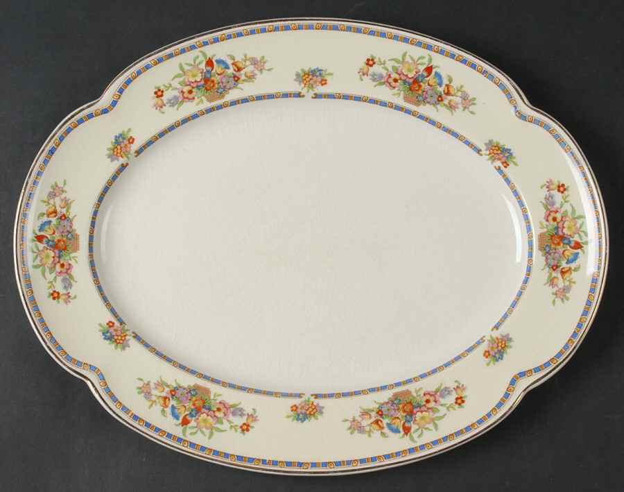 Victoria (Floral Basket) 12" Oval Serving Platter by Johnson Brothers-1