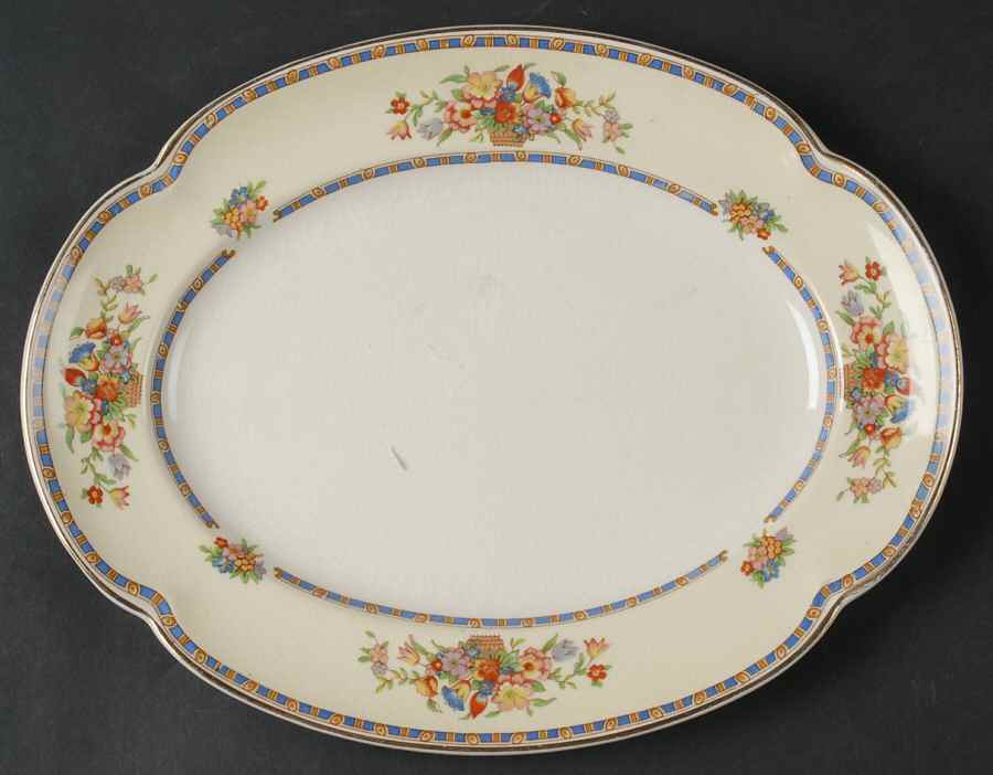 Victoria (Floral Basket) 10" Oval Serving Platter by Johnson Brothers-1