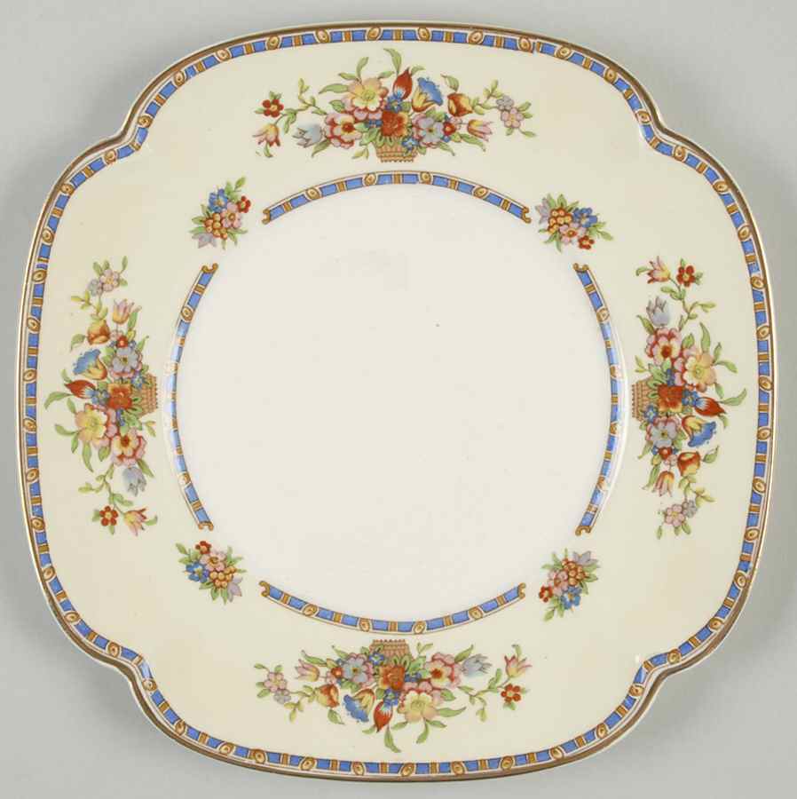 Victoria (Floral Basket) Square Salad Plate by Johnson Brothers-1