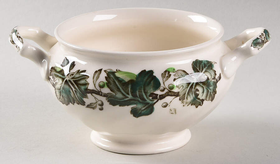 Vintage Cream (Green Ivy & Berries) Sugar Bowl No Lid by Johnson Brothers-1