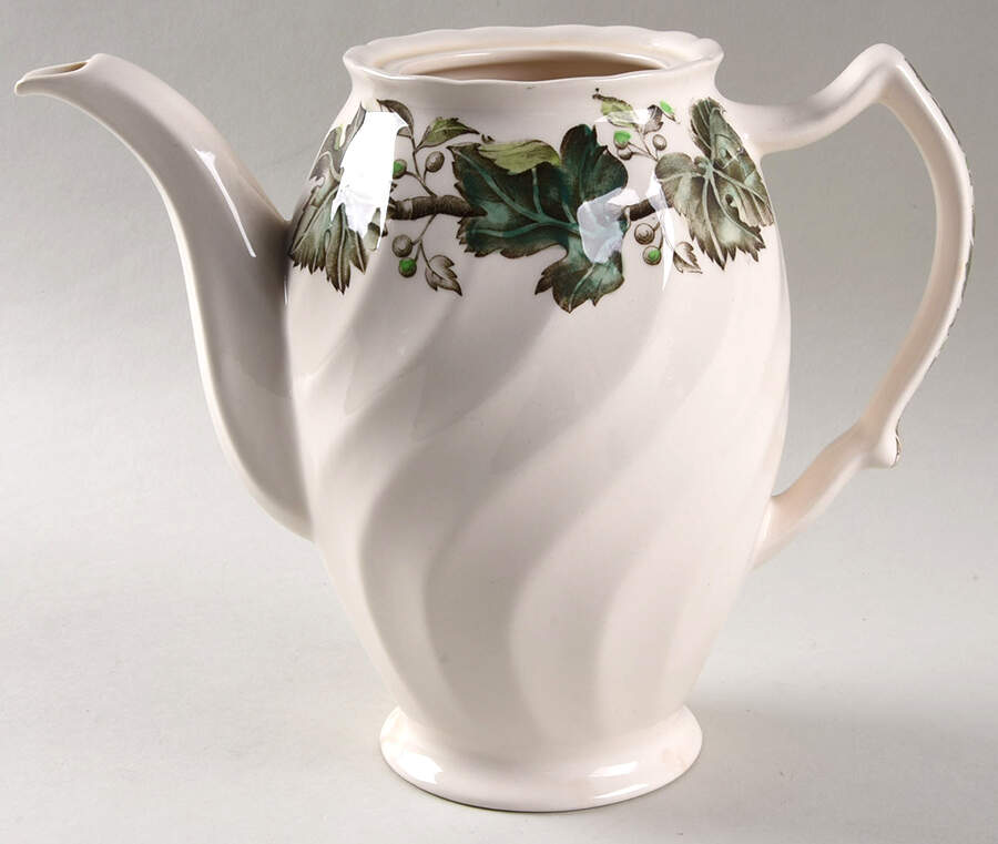 Vintage Cream (Green Ivy & Berries) Coffee Pot No Lid by Johnson Brothers-1