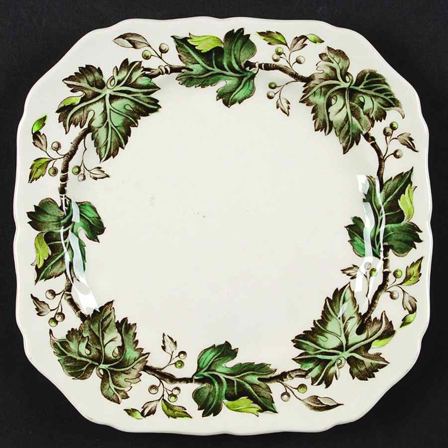 Vintage Cream (Green Ivy & Berries) Square Salad Plate by Johnson Brothers-1