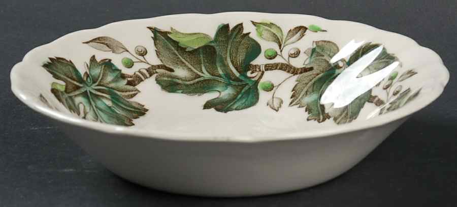 Vintage Cream (Green Ivy & Berries) Fruit/Dessert (Sauce) Bowl by Johnson Brothers-1