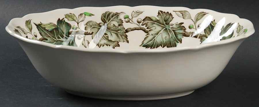 Vintage Cream (Green Ivy & Berries) 9" Oval Vegetable Bowl by Johnson Brothers-1