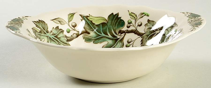 Vintage Cream (Green Ivy & Berries) Lugged Cereal Bowl by Johnson Brothers-1
