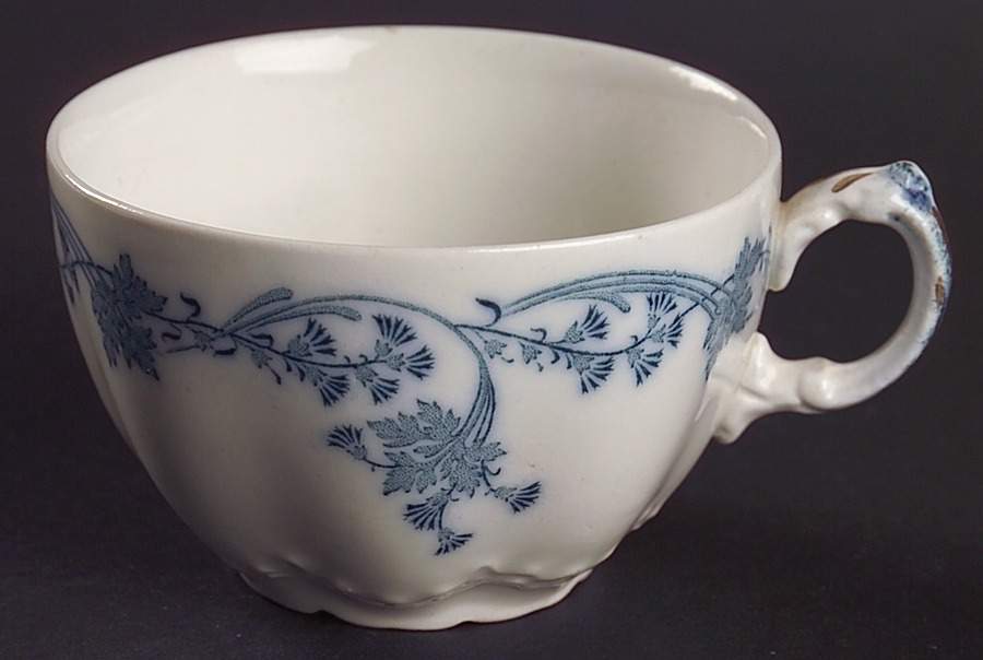 Vintage White (Blue Green Leaves, Gold Trim) Flat Cup by Johnson Brothers-1