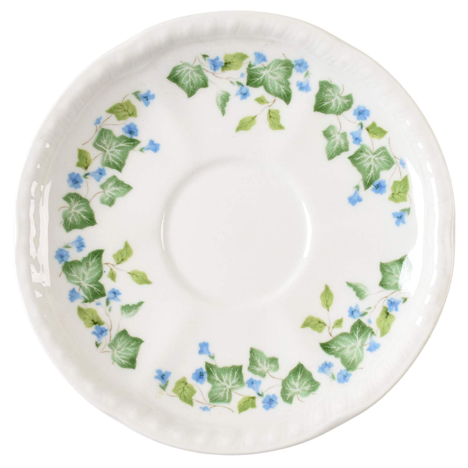 Vintage (Newer, Green Ivy, Blue Flowers) Saucer for Demitasse Cup by Johnson Brothers-1