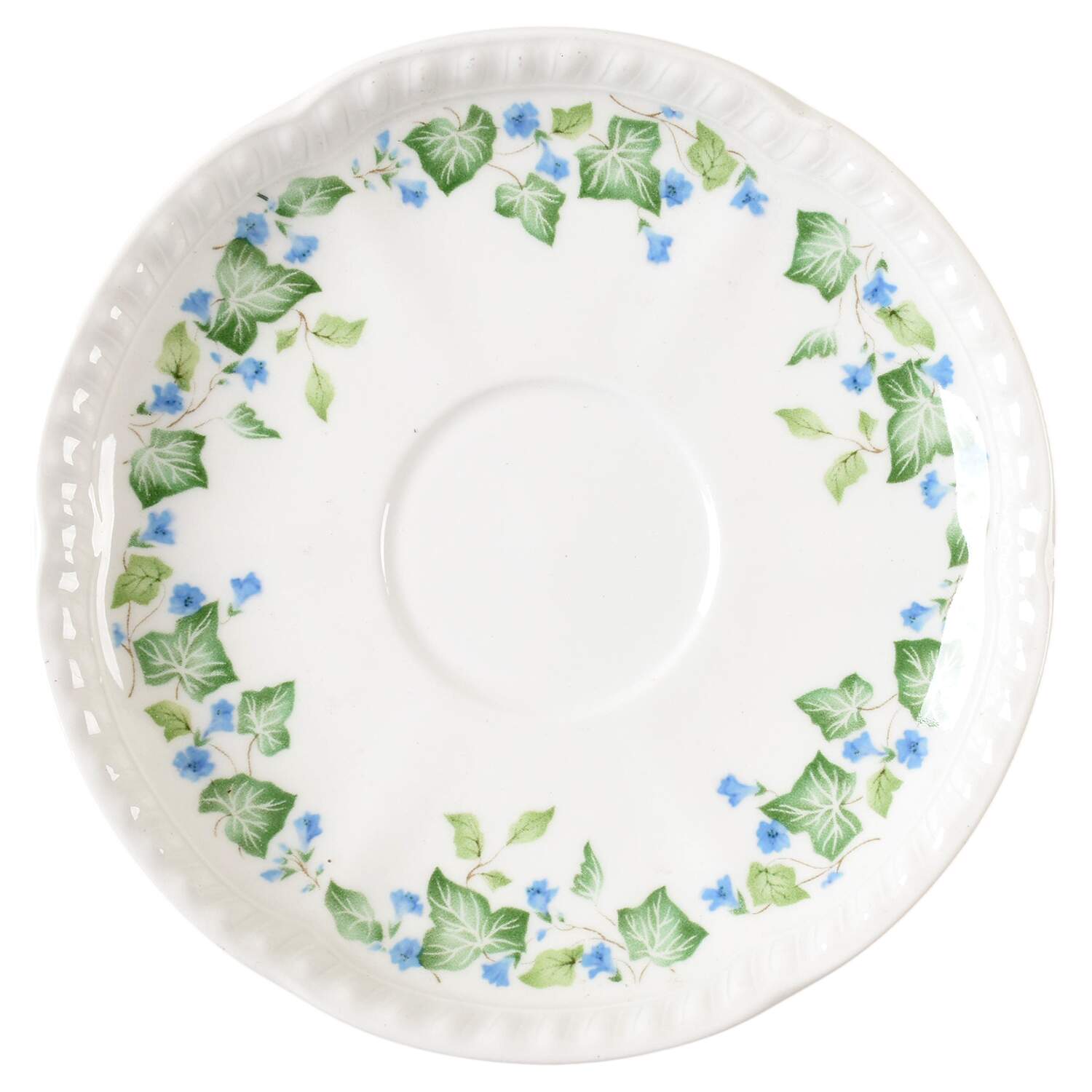 Vintage (Newer, Green Ivy, Blue Flowers) Saucer for Cream Soup Bowl by Johnson Brothers-1
