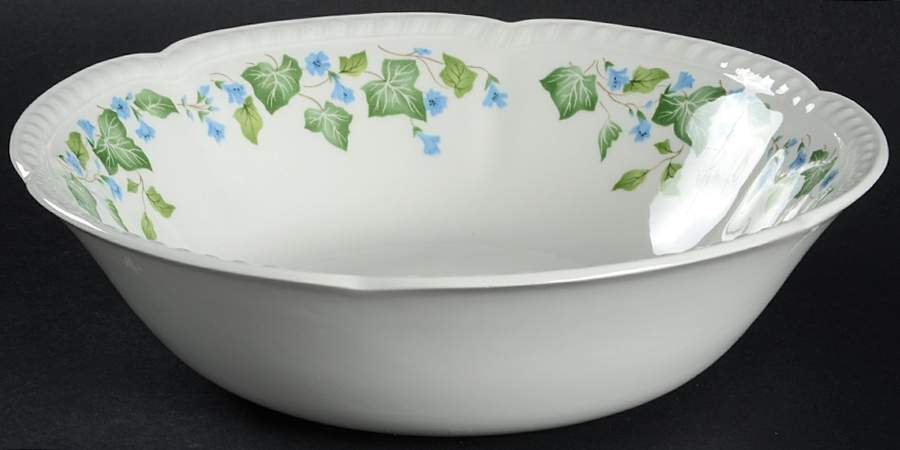 Vintage (Newer, Green Ivy, Blue Flowers) 9" Round Vegetable Bowl by Johnson Brothers-1
