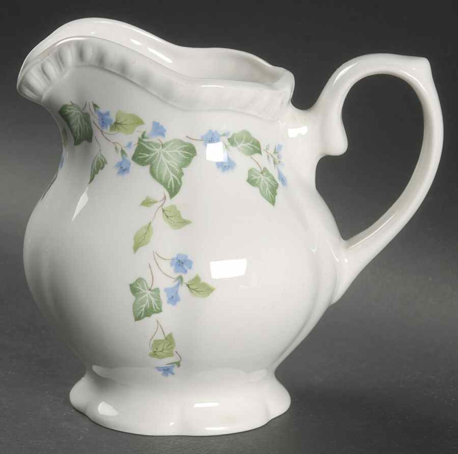 Vintage (Newer, Green Ivy, Blue Flowers) Creamer by Johnson Brothers-1
