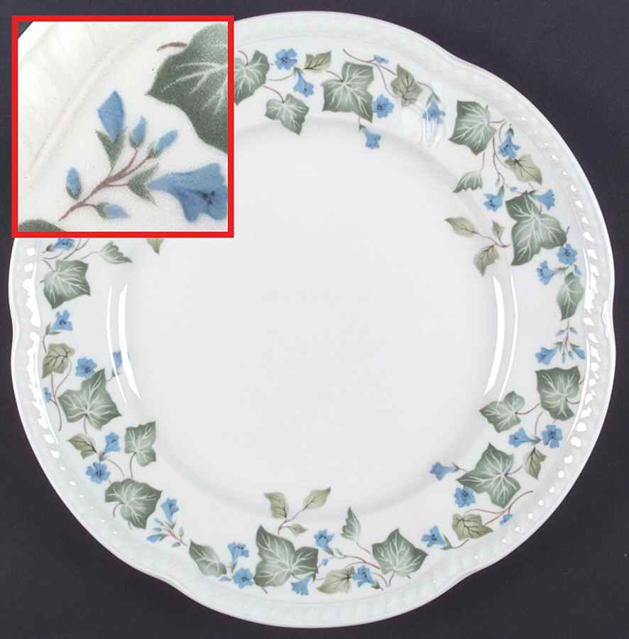 Vintage (Newer, Green Ivy, Blue Flowers) Dinner Plate by Johnson Brothers-1