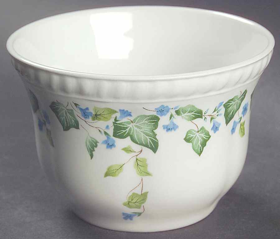 Vintage (Newer, Green Ivy, Blue Flowers) Open Sugar Bowl by Johnson Brothers-1