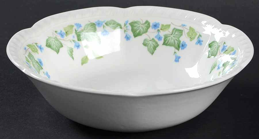 Vintage (Newer, Green Ivy, Blue Flowers) Coupe Cereal Bowl by Johnson Brothers-1