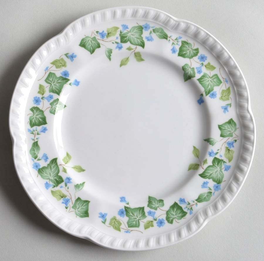 Vintage (Newer, Green Ivy, Blue Flowers) Bread & Butter Plate by Johnson Brothers-1