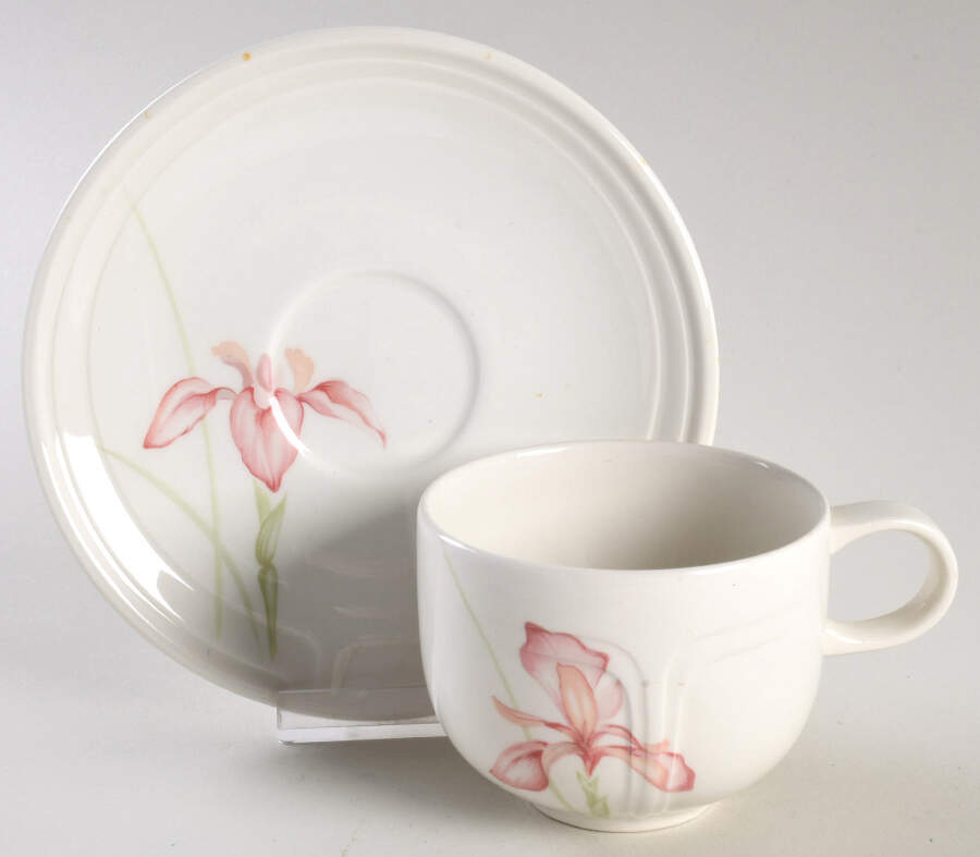 Vogue (Flowers Center) Flat Cup & Saucer Set by Johnson Brothers-1