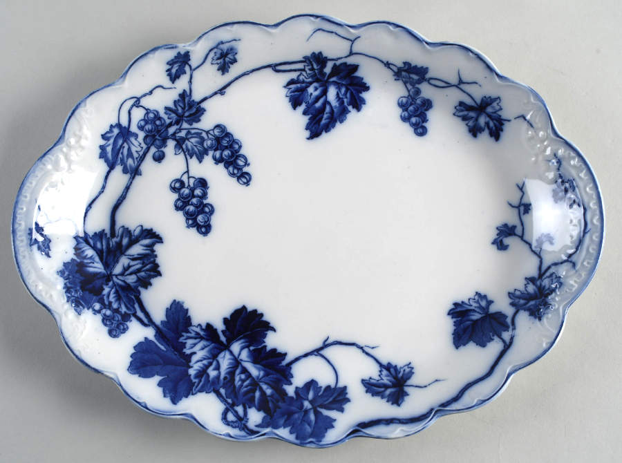 Warwick (Flow Blue) 14" Oval Serving Platter by Johnson Brothers-1