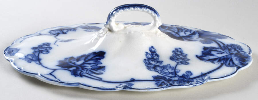 Warwick (Flow Blue) Lid for Oval Vegetable by Johnson Brothers-1